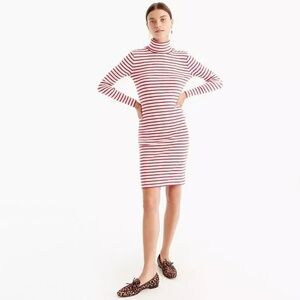 J.Crew Breton Red White Stripe Turtleneck Sweater Dress Small Parisian Preppy
